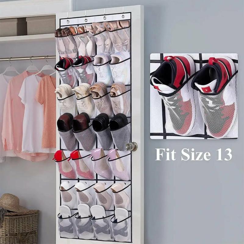 Wardrobe & Organization |  Over The Door Shoe Holder Rack – 28 Pocket Closet Organizer, Hanging Storage Hanger For Slippers, Toys, Clothes Home & Decor Black