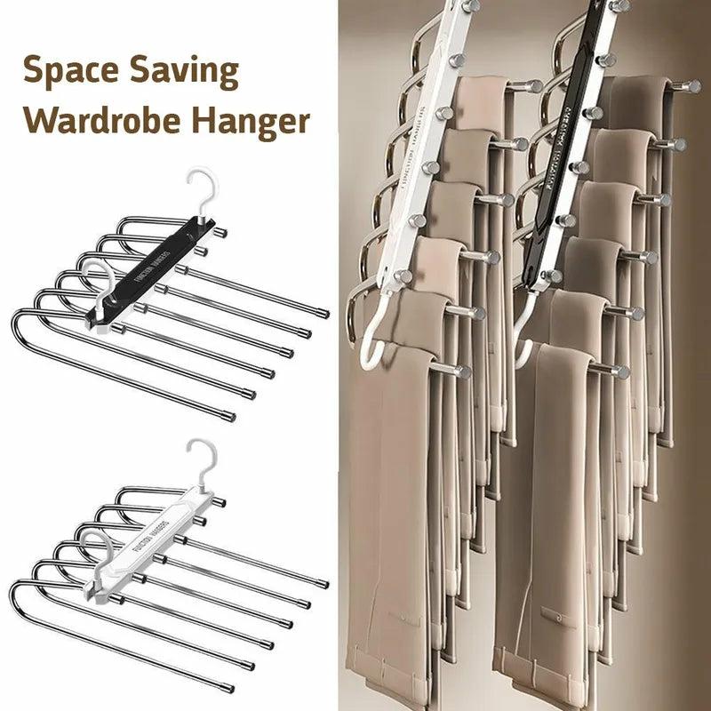 Wardrobe & Organization |  Space Saving Wardrobe Hanger, 6 Bars Multi-Functional Cloth Pant Shawl Hanger Home & Decor Black