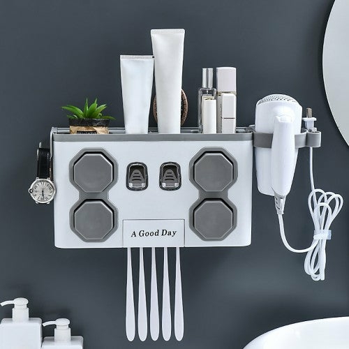 Bathroom Organization |  4 Cups Multifunctional Toothbrush Holder Automatic Toothpaste Squeezer Organizer Bath & Laundry 4 Cups Multifunctional Toothbrush Holder Automatic Toothpaste Squeezer Organizer