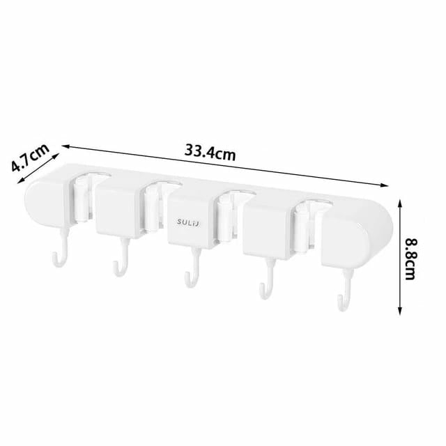 Bathroom Organization |  Wall-Mounted Mop Holder & Broom Hanger – With Hooks For Bathroom And Kitchen Organization Bath & Laundry Bathroom Organization