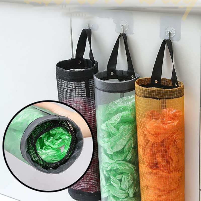 Kitchen Organization |  Plastic Shopping Bags Dispenser, Hanging Garbage Trash Bag Storage Container Kitchen Organization Black