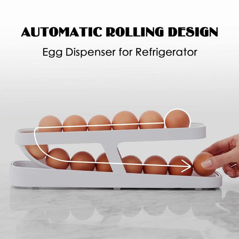 Kitchen Organization |  Rolling Egg Dispenser, Fridge Egg Organizer, Egg Storage Rack, Holder For Refrigerator Kitchen Organization Kitchen Organization