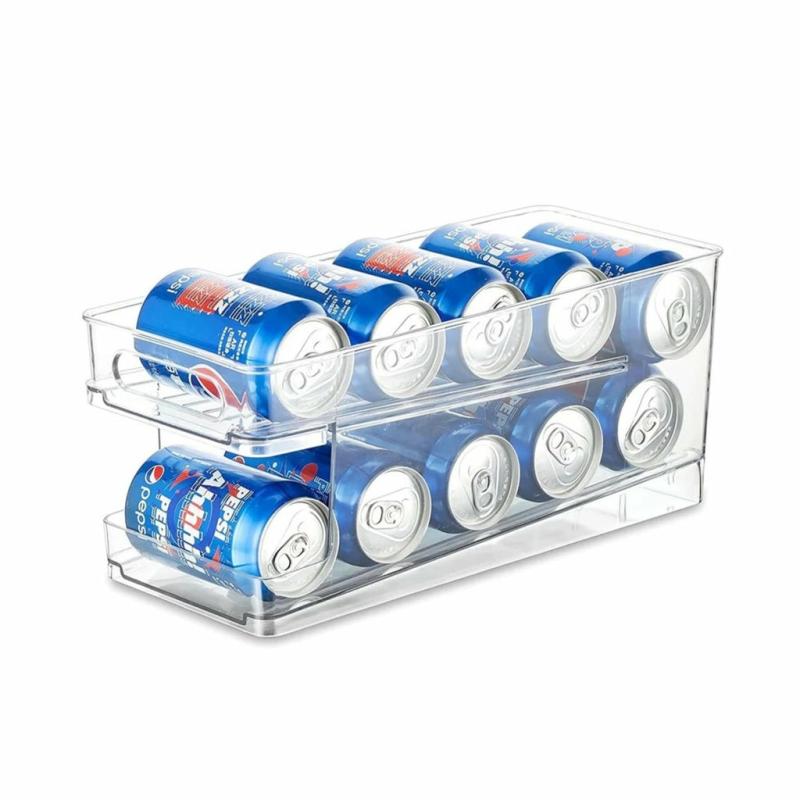 Refrigeration & Storage |  2-Tier Auto-Scrolling Refrigerator Drinks Can Bottle Organizer Bottle Holder For Fridge Kitchen Supplies 2-Tier Auto-Scrolling Refrigerator Drinks Can Bottle Organizer Bottle Holder For Fridge