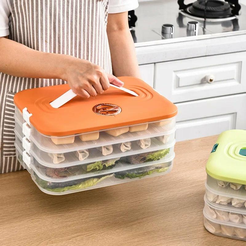 Refrigeration & Storage |  4 Layer Large Capacity Stackable Dumpling Snack Storage Box With Freshness Timer Kitchen Supplies 4 Layer Large Capacity Stackable Dumpling Snack Storage Box With Freshness Timer