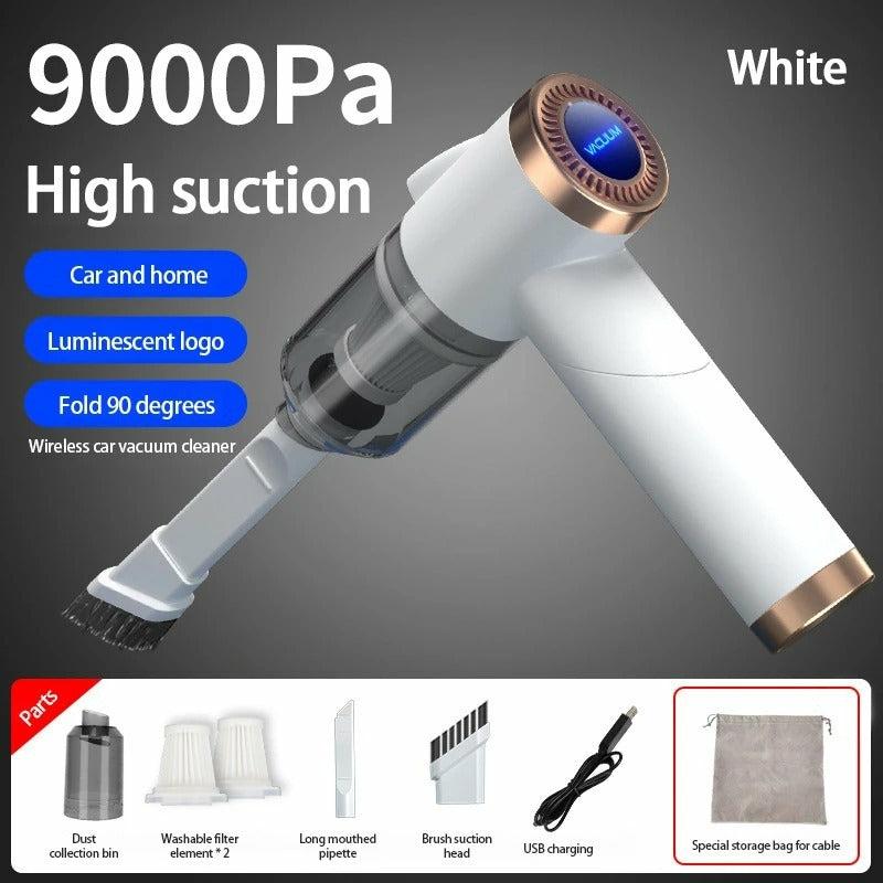 Home Care |  Portable Wireless Handheld Vacuum Cleaner, Strong Suction With Led Light, 3 In 1 Suction Nozzle Car Accessories Black