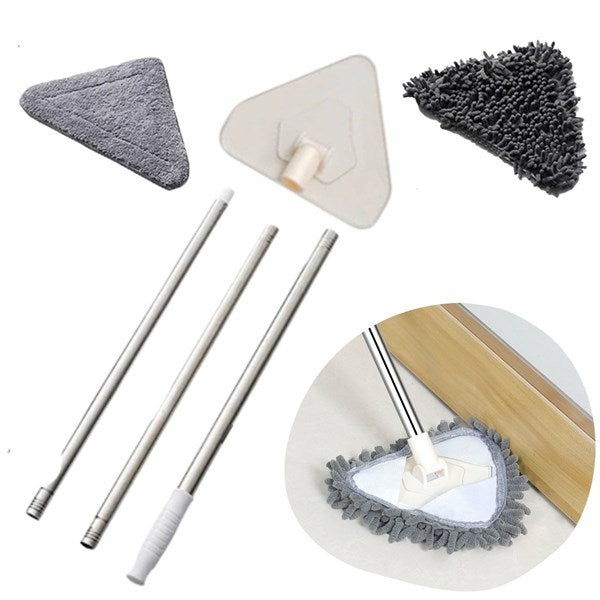 Home & Cleaning |  Triangular Deep Cleaning Mop 360° Rotating, Long Extension Pole, 2 Pads & Wiper Blade Home & Cleaning Home & Cleaning