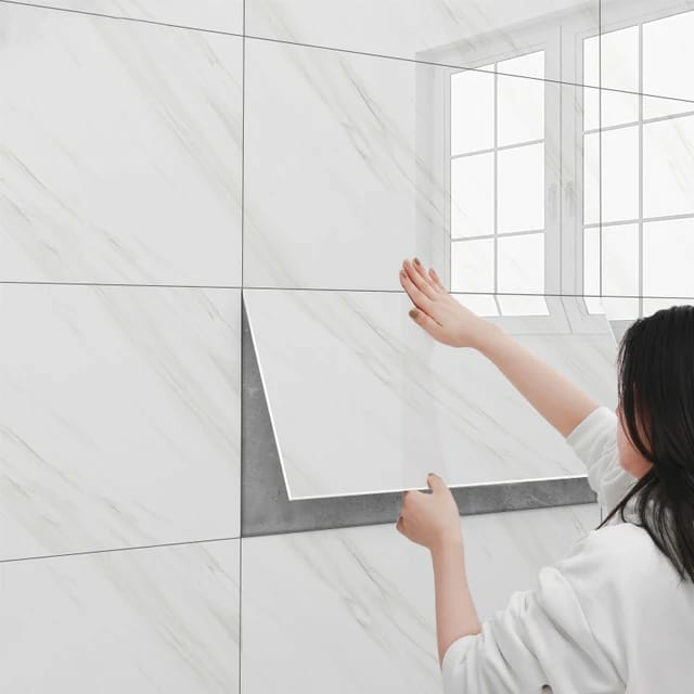 Kitchen Improvement |  3D Imitation Marble Pattern Wall Sticker, Waterproof Self-Adhesive Tiles Sticker Panel For Kitchen, Living Room, Bathroom Home & Decor 1