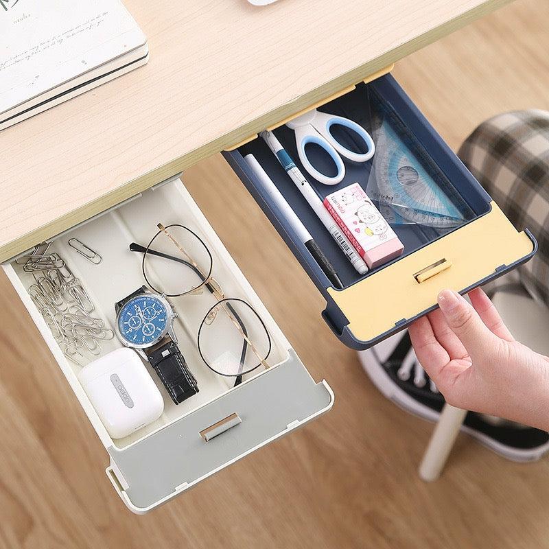 Wardrobe & Organization |  Hidden Drawer Pencil Rack – Self-Adhesive Under Table Storage Box Tray For Student Office Use Home & Decor Blue